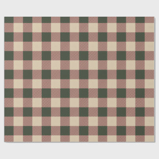 Papel De Regalo Cuadros tradicionales verdes rojos y beige para en