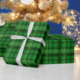 Papel De Regalo Cuadros Verdes de Navidad