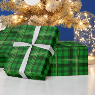 Papel De Regalo Cuadros Verdes de Navidad