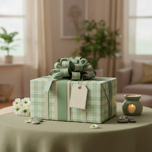 Papel De Regalo Cuadros verdes salvia claros