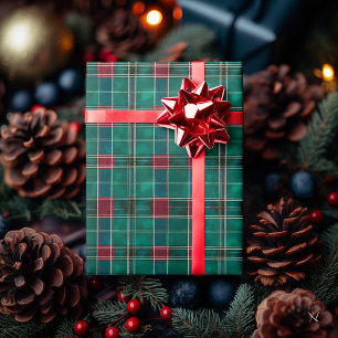 Papel De Regalo Cuadros Verdes y Rojos Clásicos – Navidades Festiv