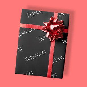Papel De Regalo Cualquier nombre   tipografía blanca moderna sobre