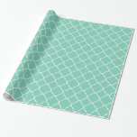 Papel De Regalo Cuatrefoil blanco<br><div class="desc">menta y quatrefoil blanco</div>