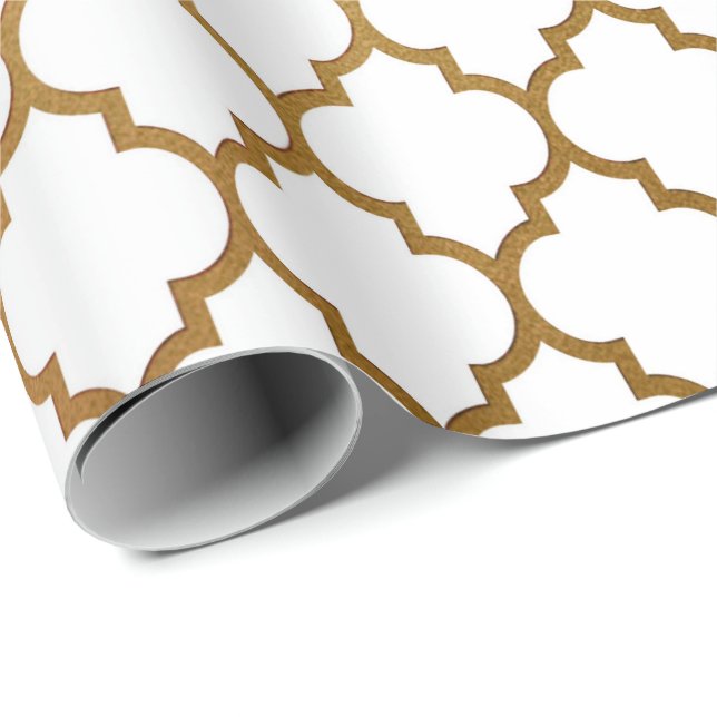 Papel De Regalo Cuatrefoil de oro blanco Art Deco Net (Esquina del rollo)