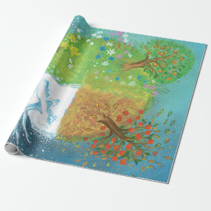 Papel De Regalo Cuatro estaciones en la Tierra
