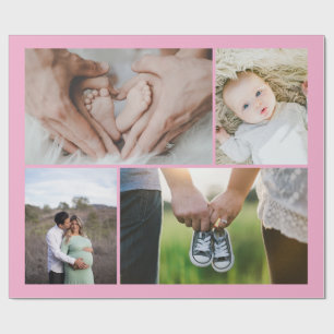 Papel De Regalo Cuatro fotos de tema de bebé rosa personalizadas