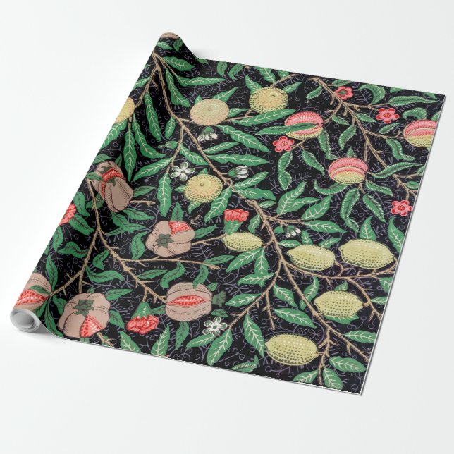 Papel De Regalo Cuatro frutas, William Morris (Desenrollado)