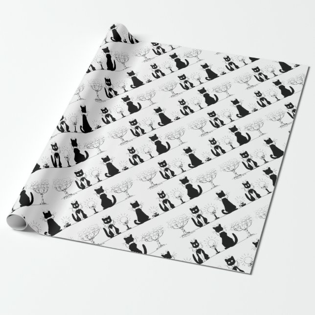 Papel De Regalo Cuatro gatos negros, Louis Wain (Desenrollado)