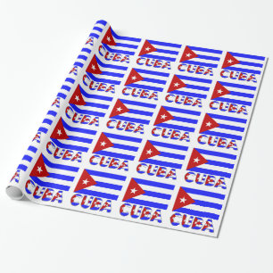 Papel De Regalo Cuba Bandera Cubana Azul Claro Personalizada 