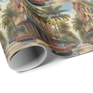 Papel De Regalo Cuba Vintage Viajes - Saludos Desde La Habana
