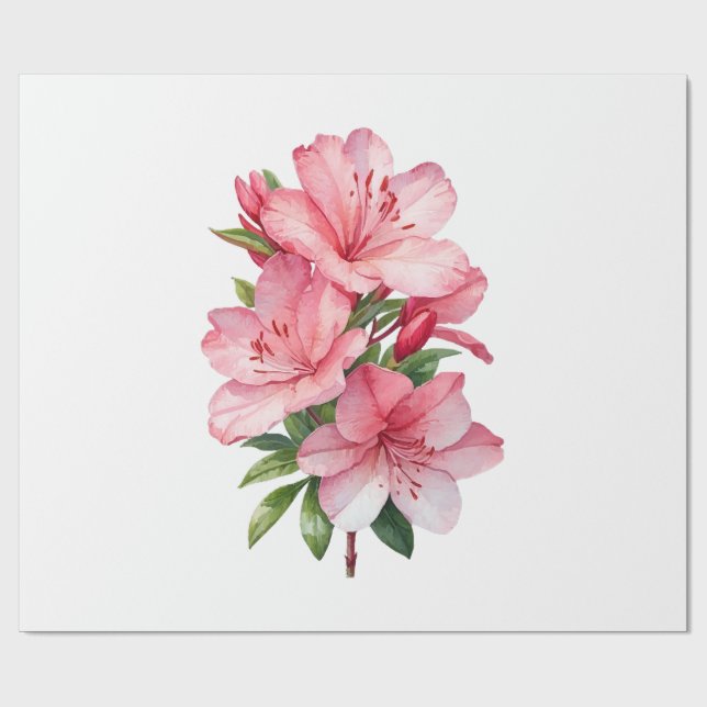 Papel De Regalo Cubierta acuarela de flores de Azalea (Superficie plana)