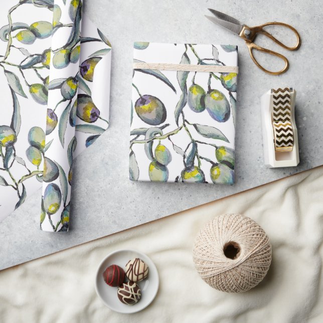 Papel De Regalo Cubierta acuática de rama de olivo mágico pintada  (Artesanía)