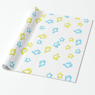 Papel De Regalo Cubierta De Estrellas Azules Y Amarillas