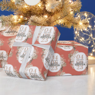 Papel De Regalo Cubierta De Marco Floral Ducha De Novias Con Nombr