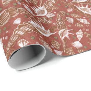 Papel De Regalo Cubierta marina Mollusk Patrón náutico marrón