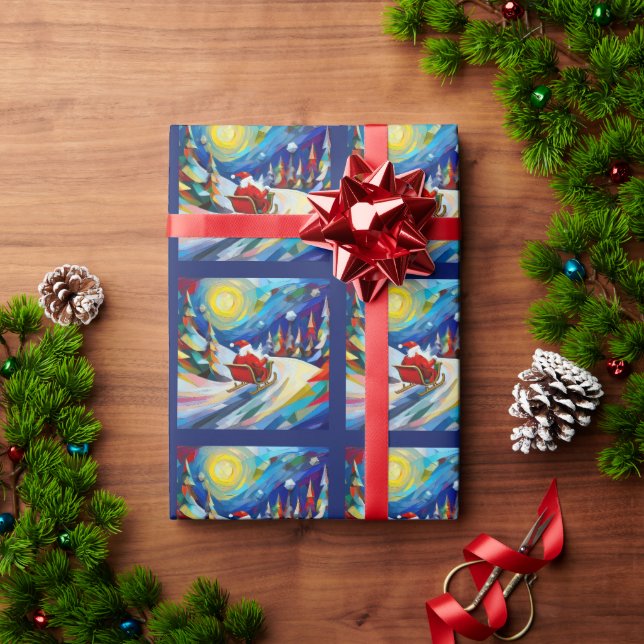 Papel De Regalo Cubism Santa Christmas Holiday  (Regalo de vacaciones)