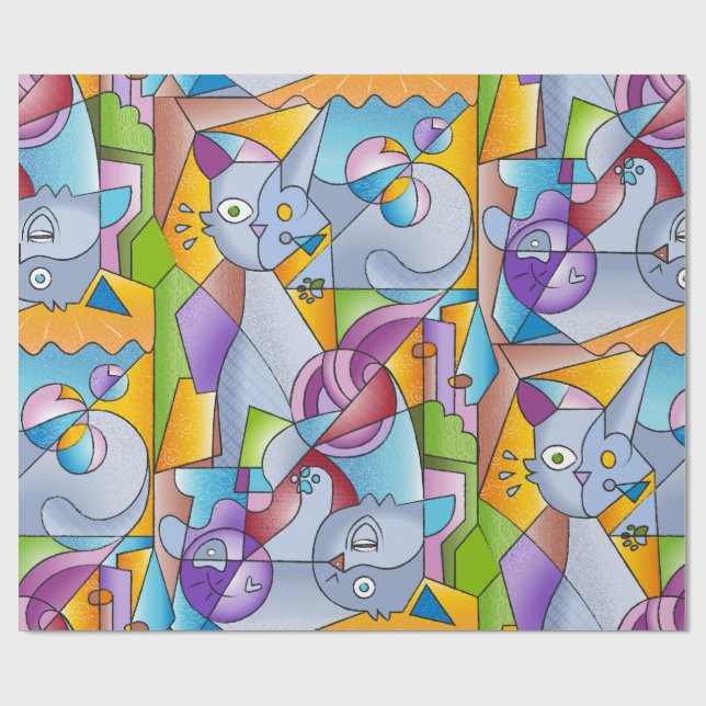 Papel De Regalo Cubist Cats - The Mininos (Superficie plana)