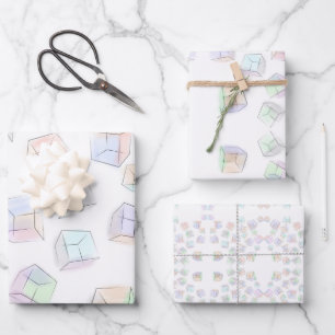 Papel de regalo cubo de acuarela 3D moderno abstra