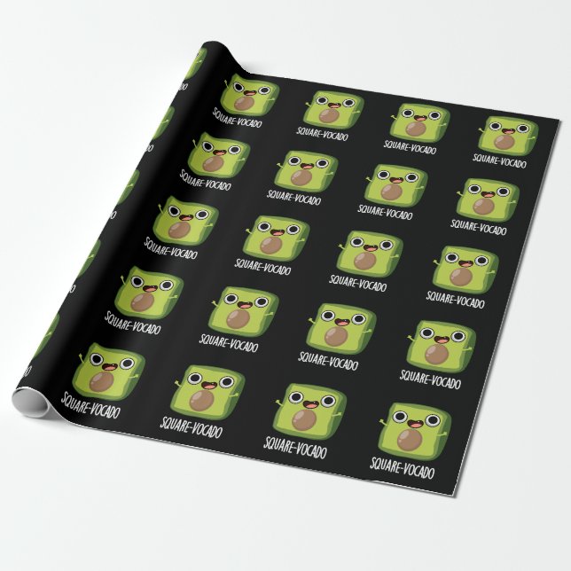 Papel De Regalo Cubo de aguacate divertido con fondo oscuro Square (Desenrollado)