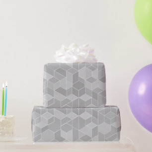 Papel De Regalo Cubo geométrico gris plateado patrón abstracto