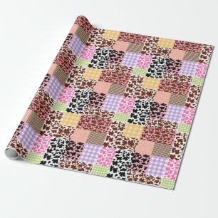 Papel De Regalo Cuchillo moderno de Gingham Cowskin Patchwork