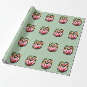 Papel De Regalo cuello flamencos corazón rosado flamingo amor trop
