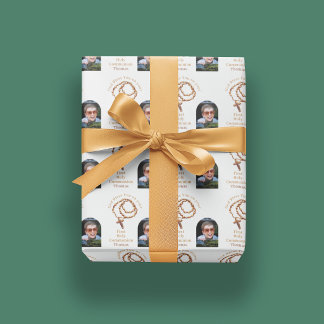 Papel De Regalo Cuentas de Rosario Comunión Foto Católica