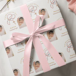 Papel De Regalo Cuentas de Rosario Personalizadas Bautizo Foto Cat