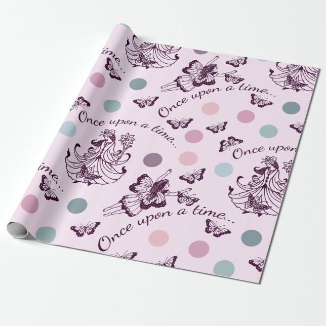 Papel De Regalo Cuento de Hadas Érase una Vez con Mariposas (Desenrollado)