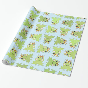 Papel De Regalo Cuento de Hadas Rana Príncipe Baby Shower Azul