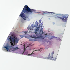 Papel De Regalo Cuentos de hadas en Fairyland Azul oscuro morado y