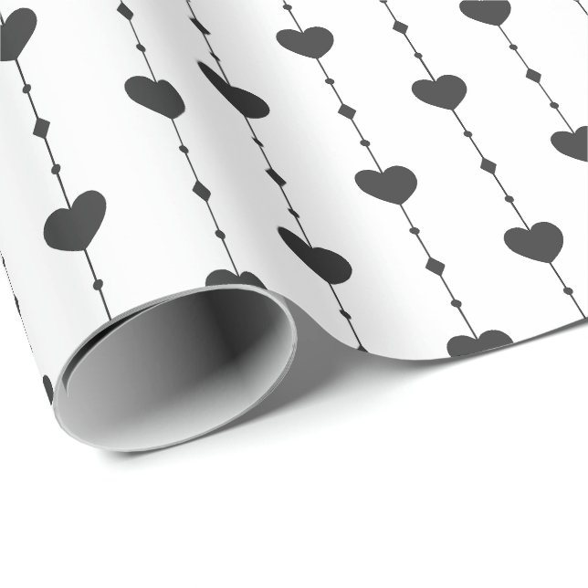 Papel De Regalo Cuerdas del corazón en negro (Esquina del rollo)