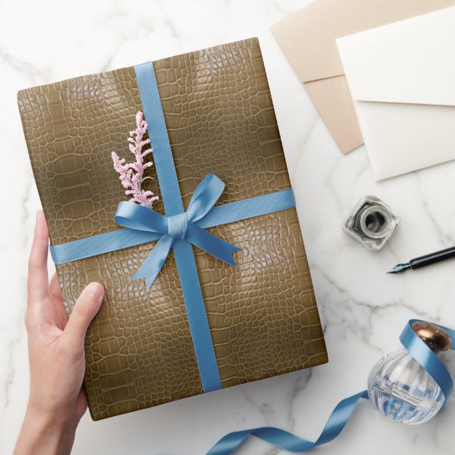 Papel De Regalo cuero de cocodrilo beige marrón moderno (Regalar)