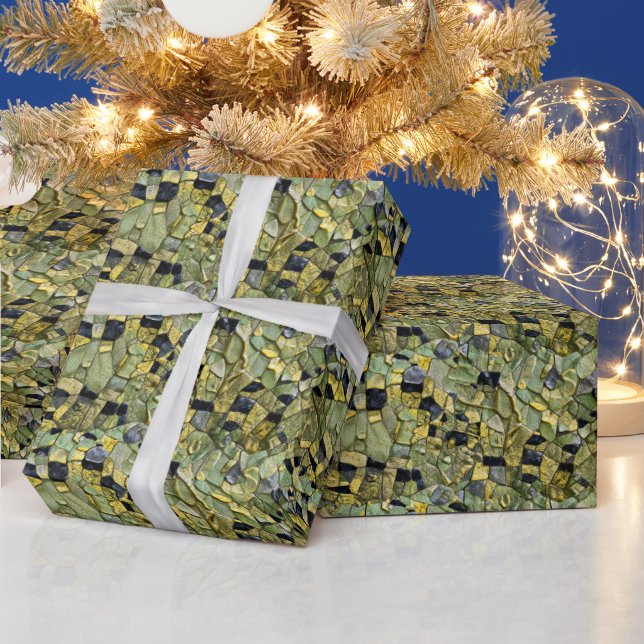 Papel De Regalo Cuero de Cocodrilo Dragón Amarillo Verde (Vacaciones)