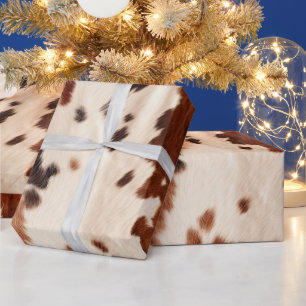 Papel De Regalo Cuero de Vaca del Suroeste Crema Marrón Navidad