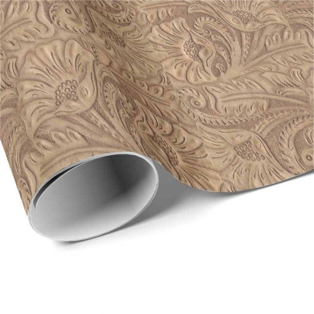 Papel De Regalo Cuero equipado occidental de Brown de la impresión (Esquina del rollo)