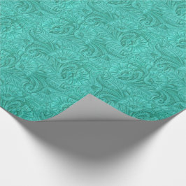 Papel De Regalo Cuero equipado occidental de la turquesa de cuero