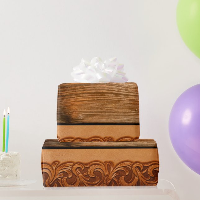 Papel De Regalo Cuero Occidental Estilo Natural con Herramientas d (Regalos de fiesta)