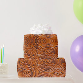 Papel De Regalo Cuero trabajado al estilo vaquero occidental natur