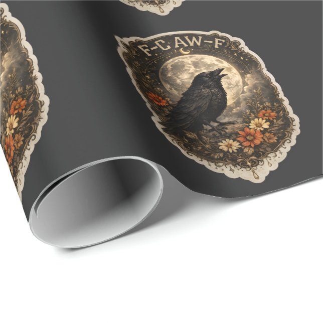 Papel De Regalo Cuervo Místico Bajo la Luna Estética Celestial Osc (Esquina del rollo)