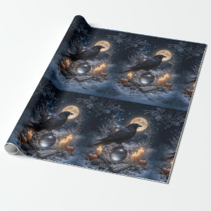 Papel De Regalo Cuervos y velas de cristal, invierno místico mágic