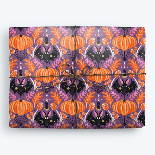 Papel De Regalo Cuidada bata de Halloween y calabaza (Subido por el creador)