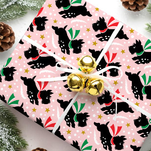 Papel De Regalo Cuidada Escocia Perro Diversión Nieve Patrón Retro