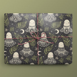 Papel De Regalo Cuidada Halloween Ghosts Lace - Verde