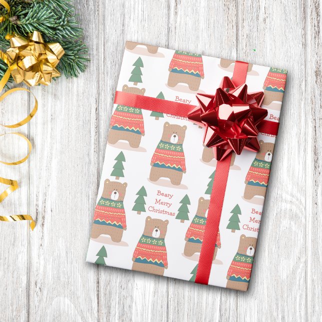 Papel De Regalo Cuidada Nórdica Beary Merry Christmas (Subido por el creador)