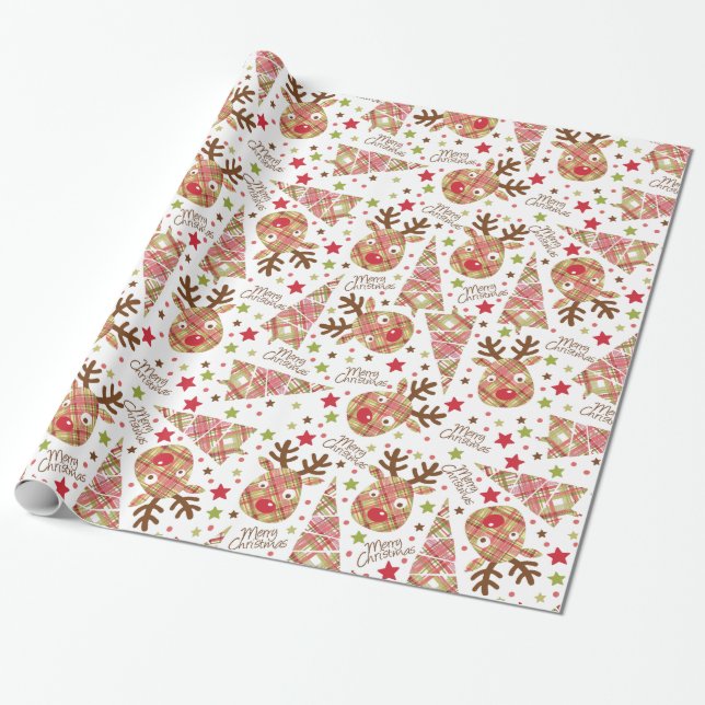 Papel De Regalo Cuidada Patchwork Feliz Navidad (Desenrollado)