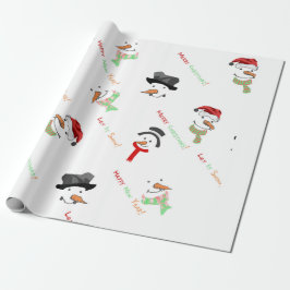 Papel De Regalo Cuidado Snowman Feliz Patrón de Navidad