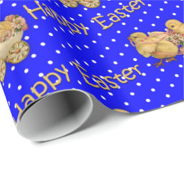 Papel De Regalo Cuidados chichas de Pascua Polka Azul Punto Pascua