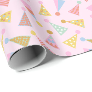 Papel De Regalo Cuidados coloridos Partyhats en rosa claro