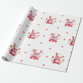 Papel De Regalo Cuidados El día de San Valentín acuarelas en blanc
